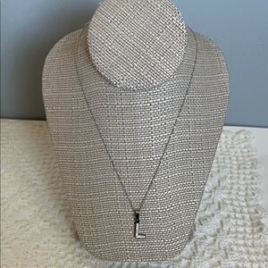 NWT Stainless Steel Elegant Silver Tone  Dainty Necklace initial  L Pendant